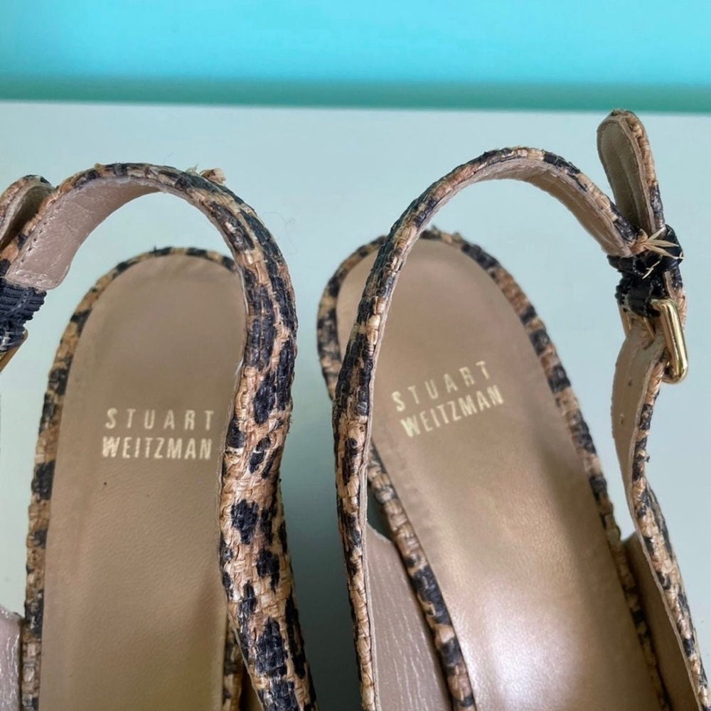 Stuart Weitzman Peep Toe Sling Back Leopard / Che… - image 3